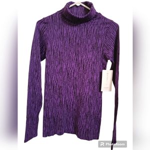 NWT Athleta Women Flurry Elemental Turtleneck Long Sleeve Knit Black Purple XS